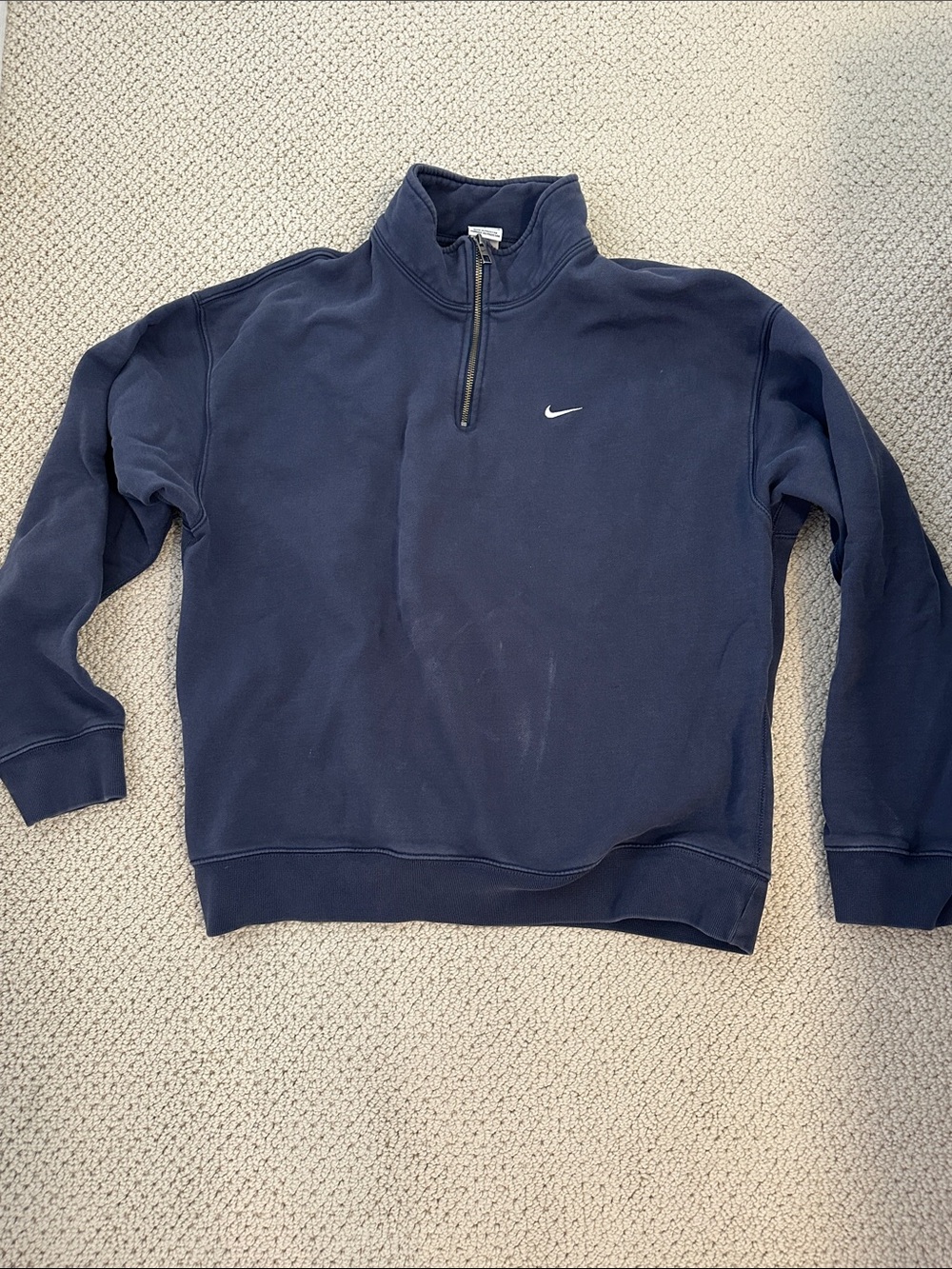 Nike Men's Navy Half-Zip Pullover with White Swoosh